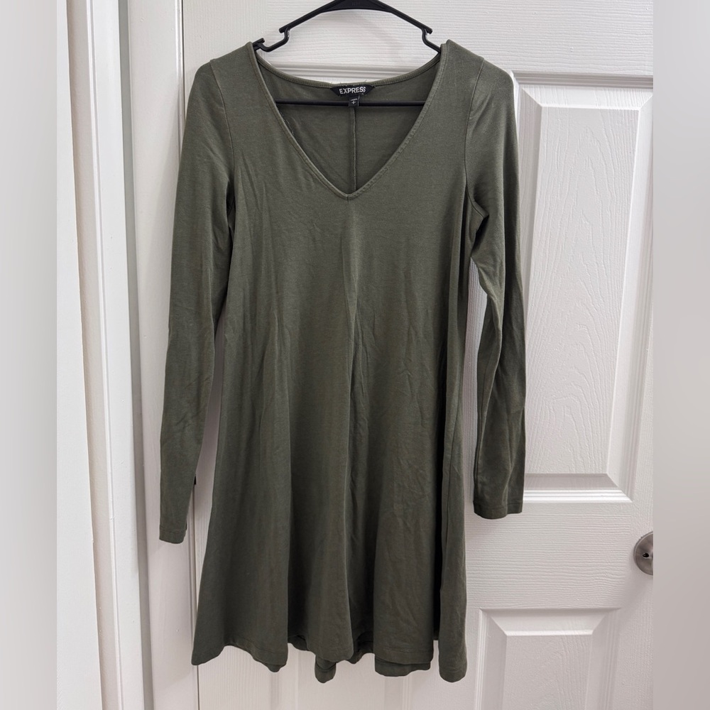 Express Long Sleeve Olive Dress